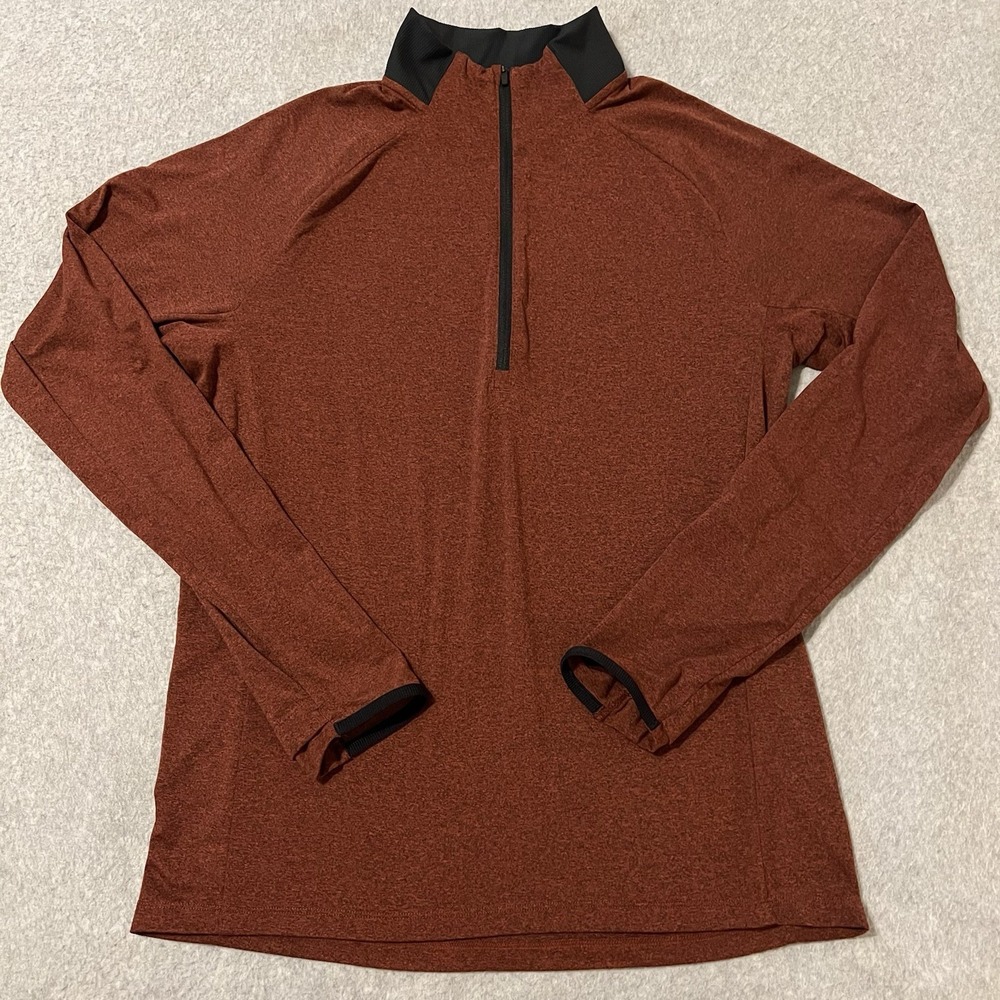 REI Coop Shirt Mens Medium Orange Active Pursuits 1/2 Zip Stretch Base Layer Run